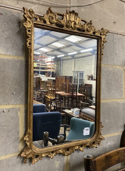 A George II style rectangular giltwood and composition wall mirror, width 51cm, height 75cm